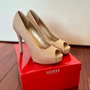 Guess 'Addison 2’ Gold Platform Heels